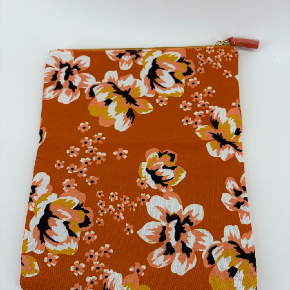Rachel Pally Reversible Clutch Bag Purse Tropical Floral Orange & White Zip NWOT